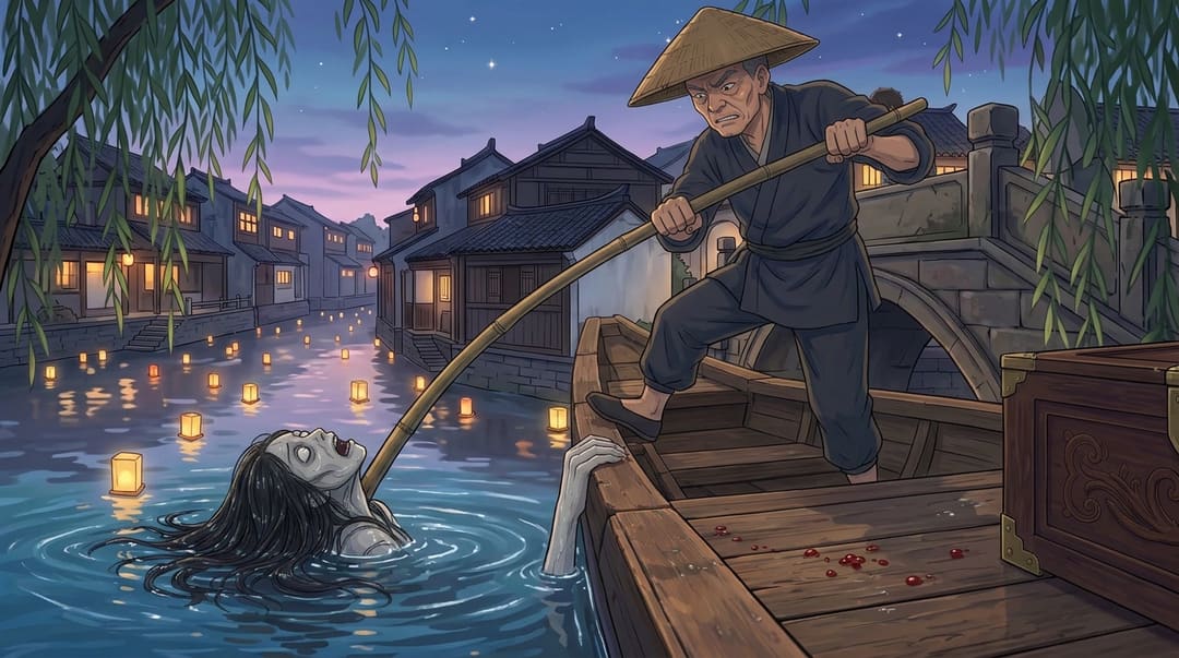 篙尾卡进船缝