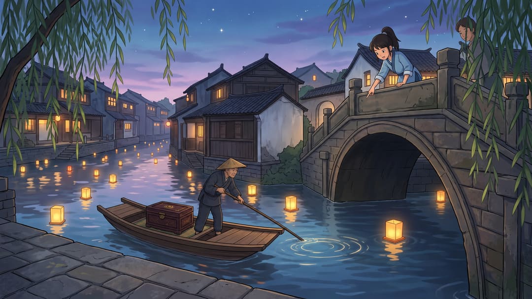 篙点水面